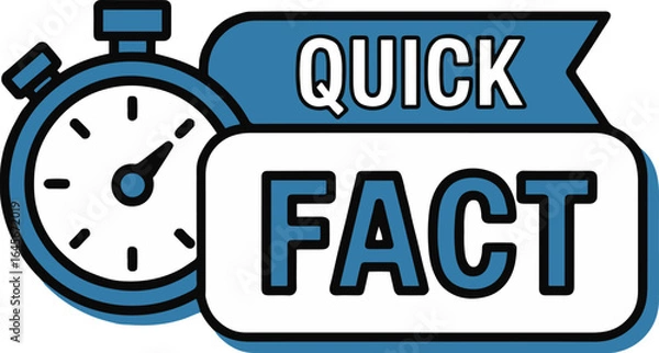 Fototapeta Illustration of a stopwatch next to a banner with the words quick fact on a white background
