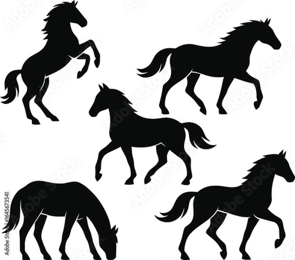 Fototapeta Horse silhouette black vector design 