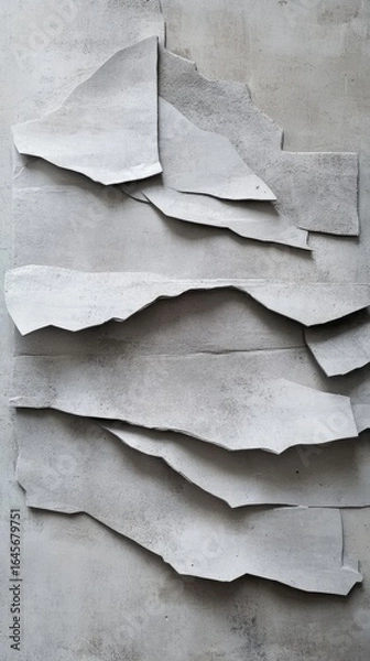 Fototapeta Gray textured layers form a layered, abstract composition.