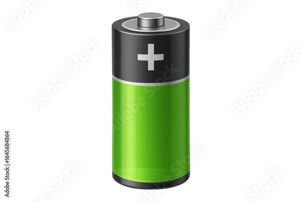 Fototapeta Green battery icon symbolizing energy and power