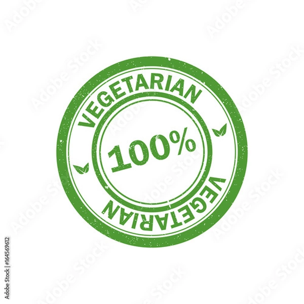 Fototapeta 100% vegetarian stamp. Vegan logo.  Vector icon