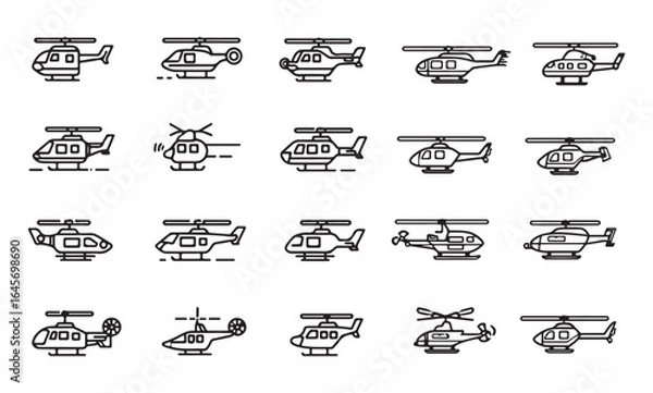 Fototapeta Collection of helicopter icons for website design on white background