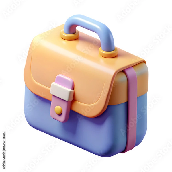 Obraz 3D Clay-Style Briefcase Icon – Transparent Background