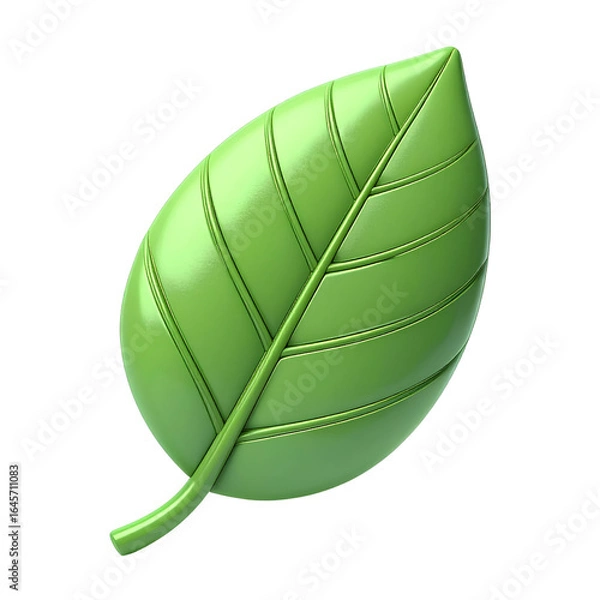 Obraz 3D leaf icon, tree and plant, ecology and natural products concept, isolated on a transparent background, generative AI