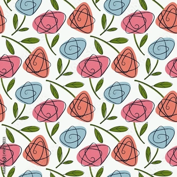 Fototapeta seamless pattern with beautiful dreams flowers 