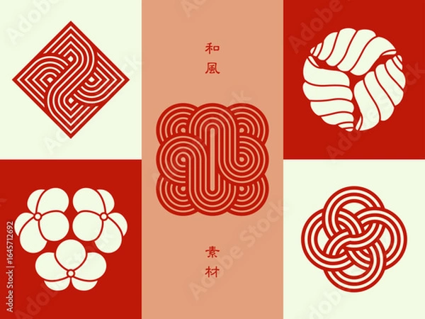Obraz 和風な線とシンボルのデザイン素材
