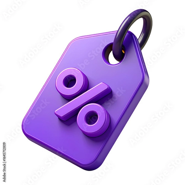 Obraz 3D price tag with percent sign, online shopping promotion label, isolated on a transparent background, generative AI