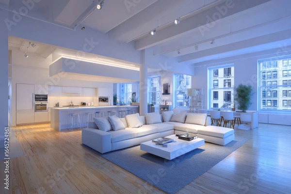 Fototapeta imagine innovative apartment where modern technology seamlessly renovates its interior every three months