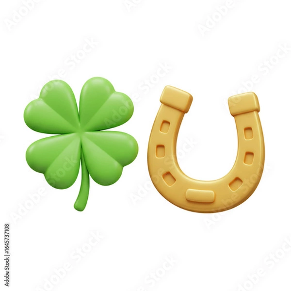Obraz lucky horseshoe on green background