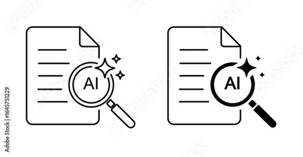 Obraz AI Document Search Icon, Magnifying Glass File Analysis Vector Illustration