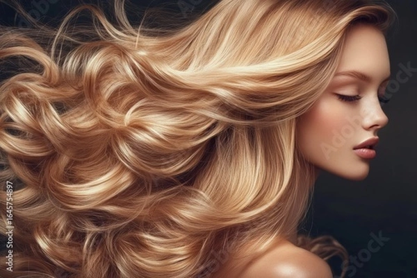 Fototapeta Woman with blonde and long hair