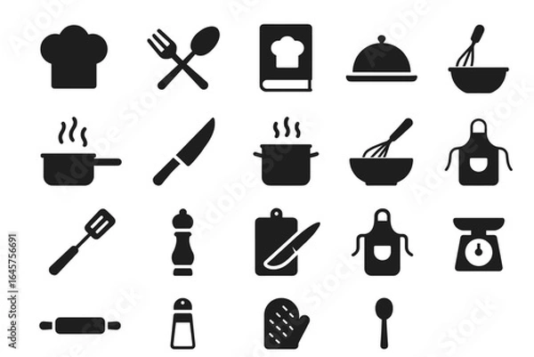 Fototapeta Set of Culinary Icons in Minimal Style