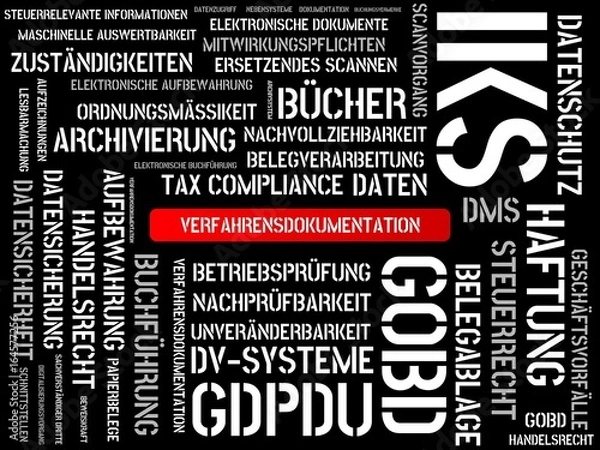 Obraz VERFAHRENSDOKUMENTATION - Bilder mit Wörtern aus dem Bereich Verfahrensdokumentation, Wort, Bild, Illustration