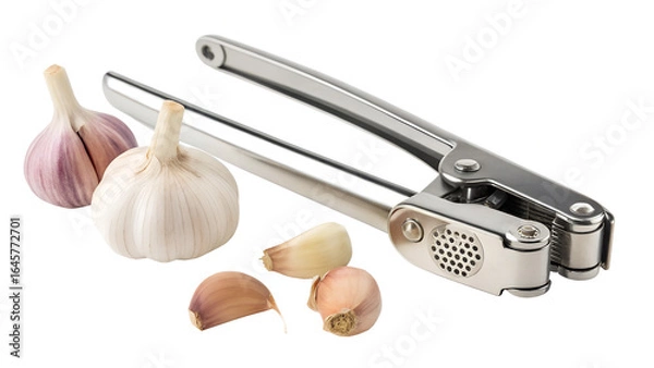 Obraz garlic press on a white background