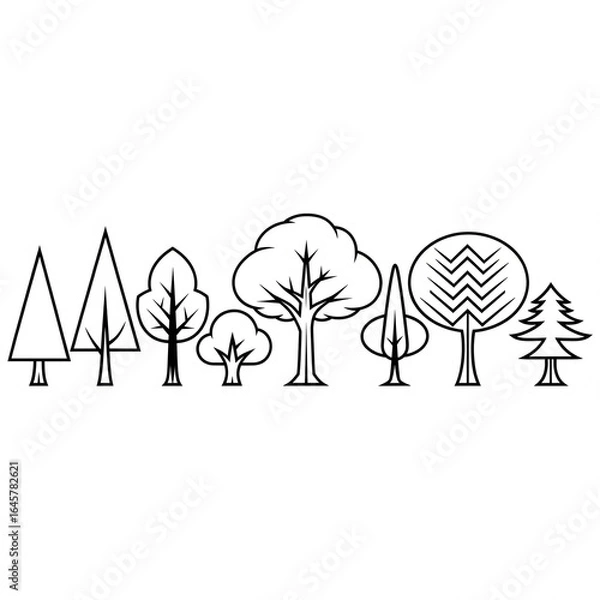 Fototapeta Autumn trees vector illustration set with colorful leaves