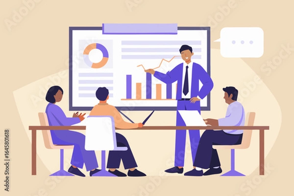 Fototapeta Business meeting with presentation of charts and graphs