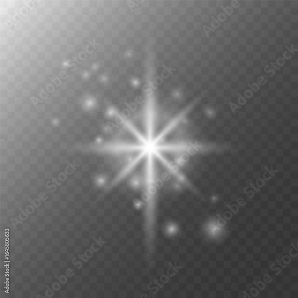 Fototapeta A luminous star with a bokeh effect on transparent background.