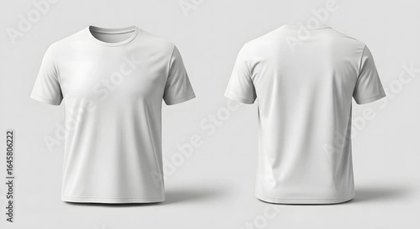 Fototapeta Pristine white t-shirt mockup with realistic fabric, showing front and back views for design presentation.