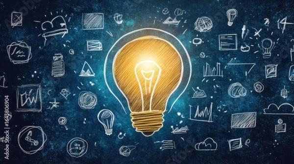 Fototapeta Creative Business Ideas and Innovations Concept with Light Bulb