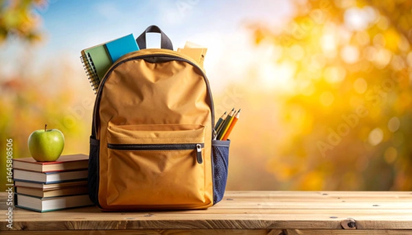 Fototapeta backpack and books