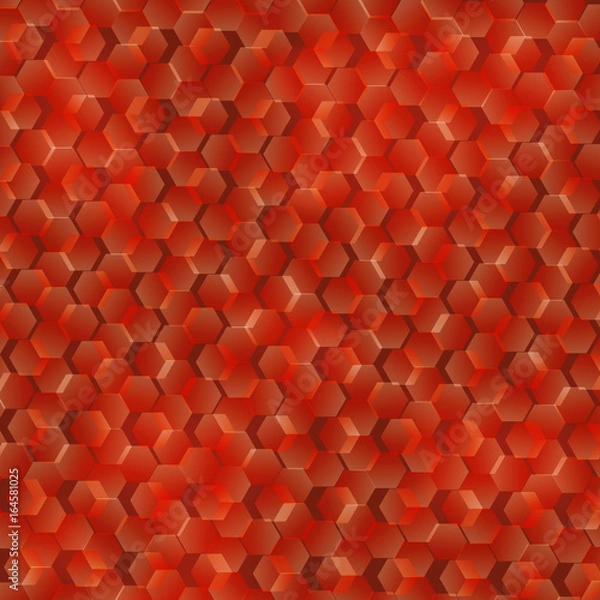 Fototapeta Red hexagon abstract background, hexagon pattern vector.