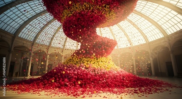 Obraz Sun-Kissed Floral Tempest in an Ornate Neoclassical Rotunda
