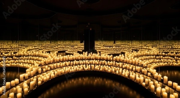 Obraz Infinite Candlelight: Mirrored Reflections in a Dark Room, Art Installation
