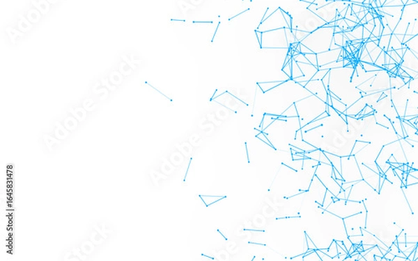 Fototapeta High-resolution abstract digital background featuring glowing black plexus of interconnected points and lines. Represents big data, neural networks, and futuristic technology. Ideal for AI, blockchain