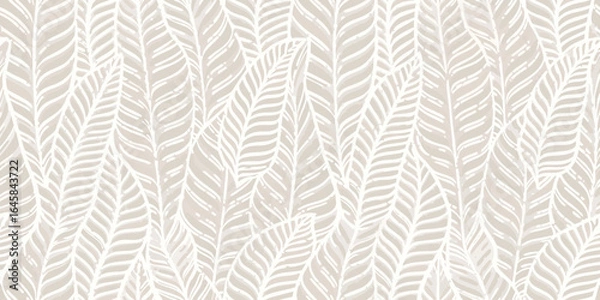 Fototapeta Soft beige and white abstract feather pattern background