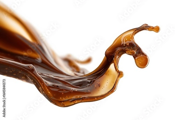 Fototapeta Vibrant brown paint fluid flowing on a white background, Brown liquid creates a visual effect