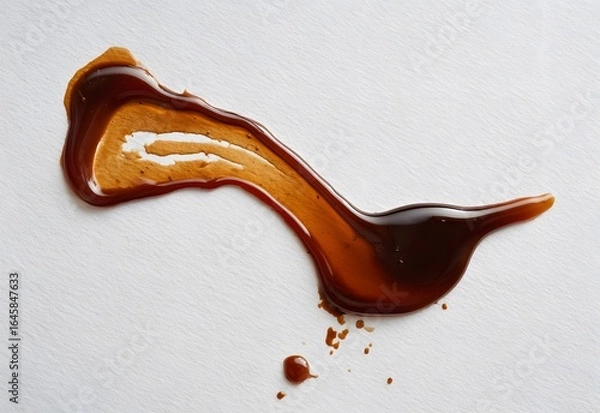 Fototapeta Vibrant brown paint fluid flowing on a white background, Brown liquid creates a visual effect