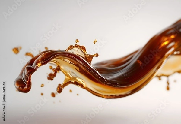 Fototapeta Vibrant brown paint fluid flowing on a white background, Brown liquid creates a visual effect