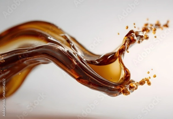 Fototapeta Vibrant brown paint fluid flowing on a white background, Brown liquid creates a visual effect