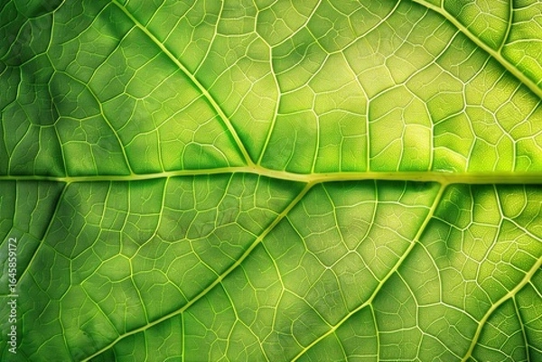 Obraz Vibrant green leaf close up texture