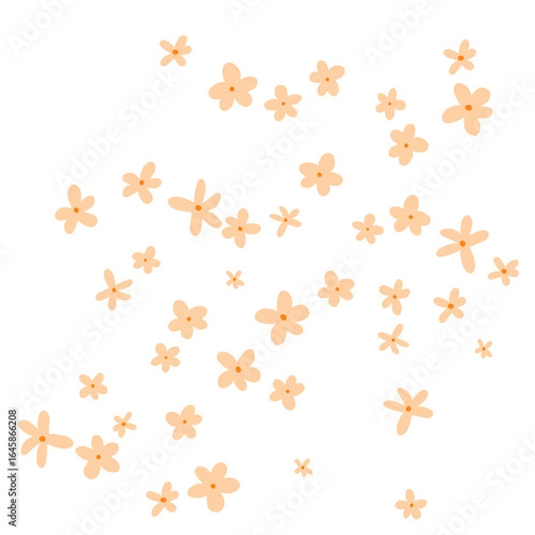 Fototapeta Peach Floral Pattern Without Background