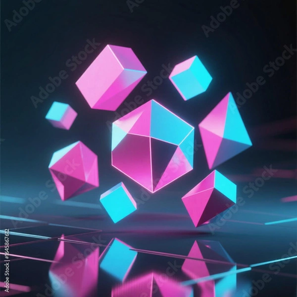 Fototapeta Background design, abstract geometric blocks, 3d render
