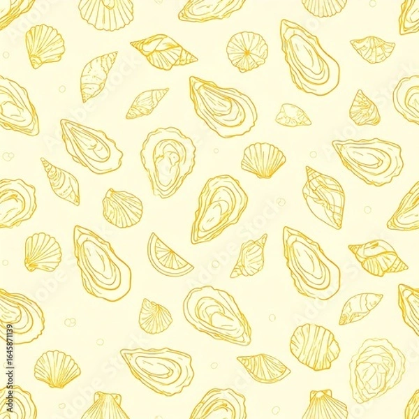 Fototapeta Sea shell pattern, light yellow