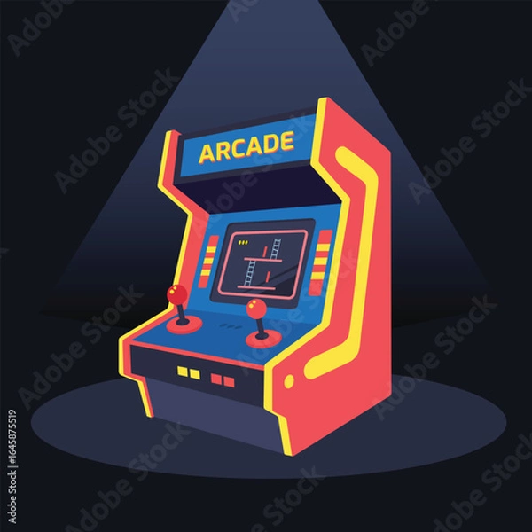 Fototapeta Retro Arcade Gaming Machine under a Spotlight