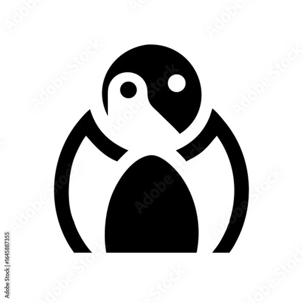 Fototapeta King penguin looking down, isolated on white background