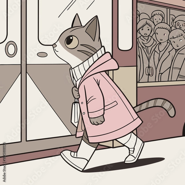 Fototapeta Cat Wearing a pink coat