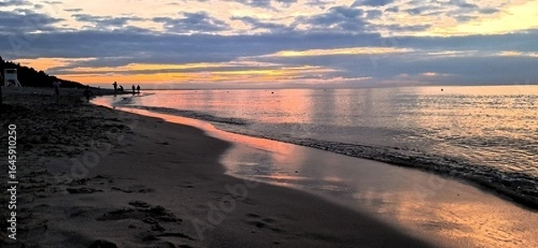 Obraz morze bałtyckie w polsce wschód zachód słóńca krynica morska kąty rybackie sztutowo stegna poland mikoszewo jantar woda