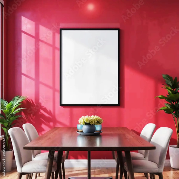 Fototapeta High Quality White Picture Frame Mockup Featuring One Frame in Different Furniture Arrangements