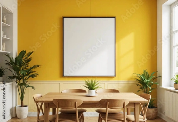 Fototapeta High Quality White Picture Frame Mockup Featuring One Frame in Different Furniture Arrangements