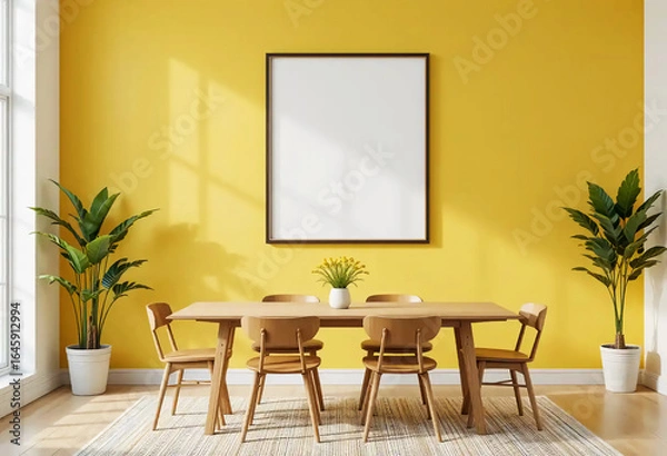 Fototapeta High Quality White Picture Frame Mockup Featuring One Frame in Different Furniture Arrangements
