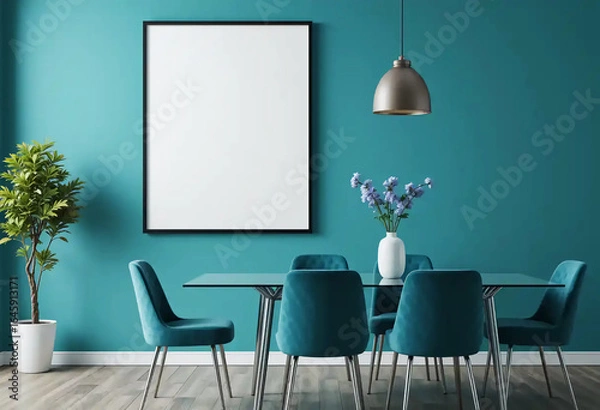Fototapeta High Quality White Picture Frame Mockup Featuring One Frame in Different Furniture Arrangements