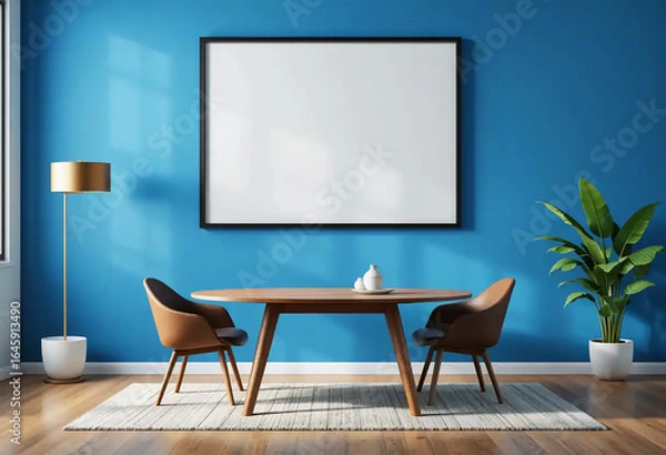 Fototapeta High Quality White Picture Frame Mockup Featuring One Frame in Different Furniture Arrangements