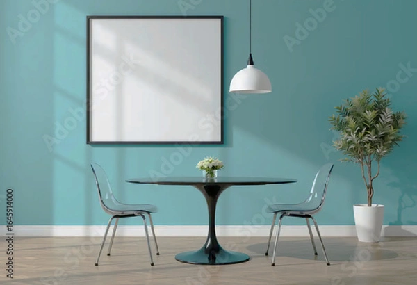 Fototapeta High Quality White Picture Frame Mockup Featuring One Frame in Different Furniture Arrangements