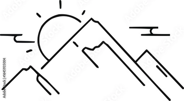 Fototapeta line art illustration of  minimalist mountain range line art 
