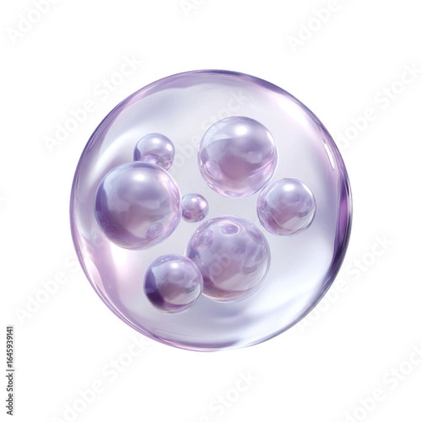 Fototapeta Abstract Microscopic View of Lavender Spheres within a Transparent Orb