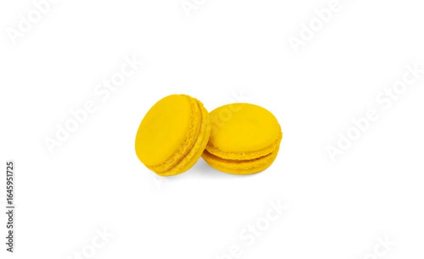 Obraz Two yellow macaroons on a white background